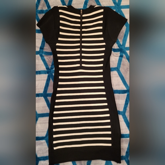 French Connection Dress Womens Size 8  Striped Knit Dani Bodycon Stretch Zipper - Picture 2 of 6